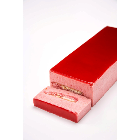 DESSERT/BAVAROIS FRAMBOISE AVEC BISCUIT (22X8X4CM) - 12 BANDES   -18°C  -- DECONGELES