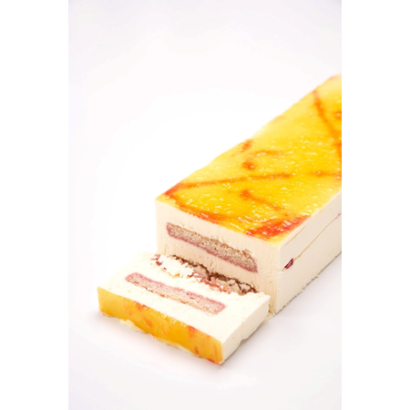 DESSERT/BAVAROIS CITROFRA-LEMON/RASPBERRY/BISC -(22X8X4CM)  12 PASTRY RECTANGULAR -18°C   DEFROST