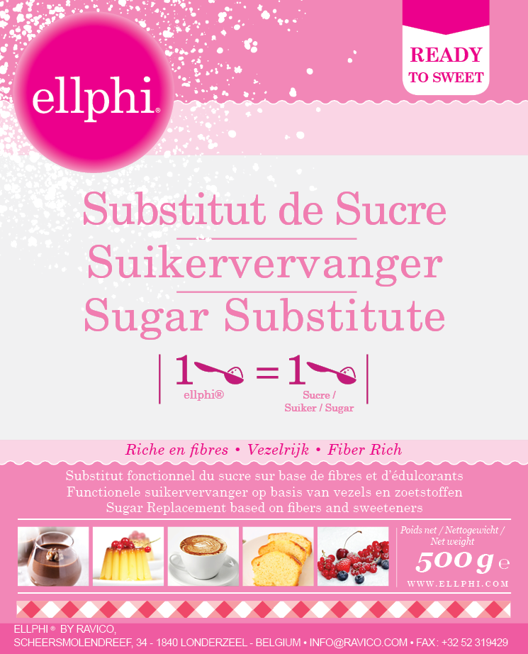 ELLPHI SUGAR - SUBSTITUT POUDRE -6X500GRAM (UTILISER 1 SUR 1)