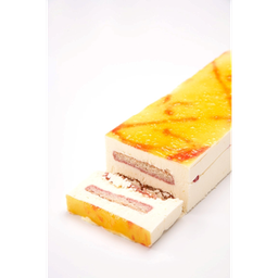 DESSERT/BAVAROIS CITROFRA-LEMON/RASPBERRY/BISC -(22X8X4CM)  12 PASTRY RECTANGULAR -18°C   DEFROST